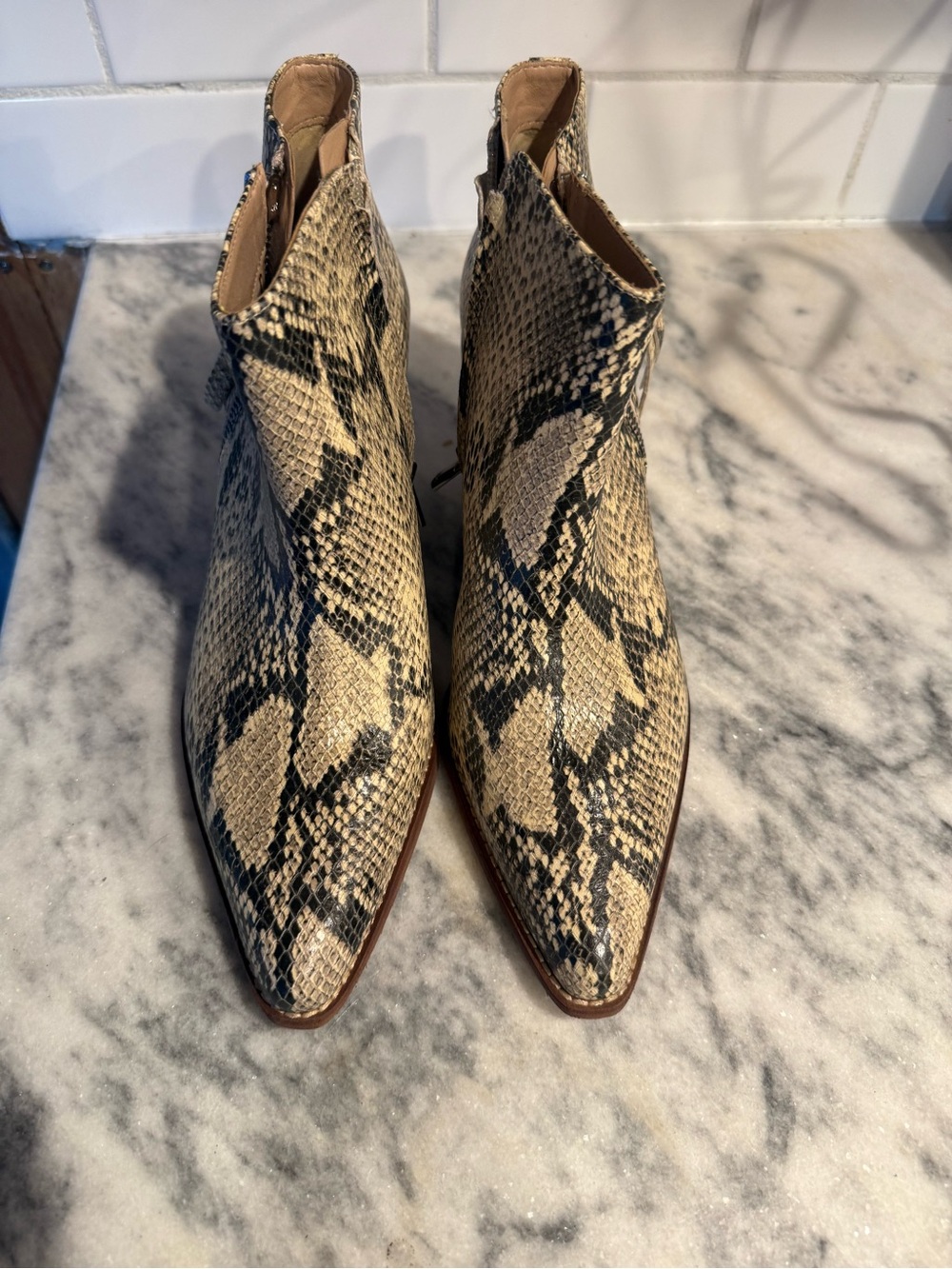 Sam Edelman Walden Snake Print Western Ankle Boots Sz 8.5 NWT